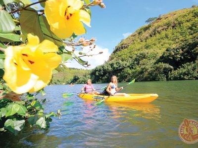 a group of people swimming in the water
